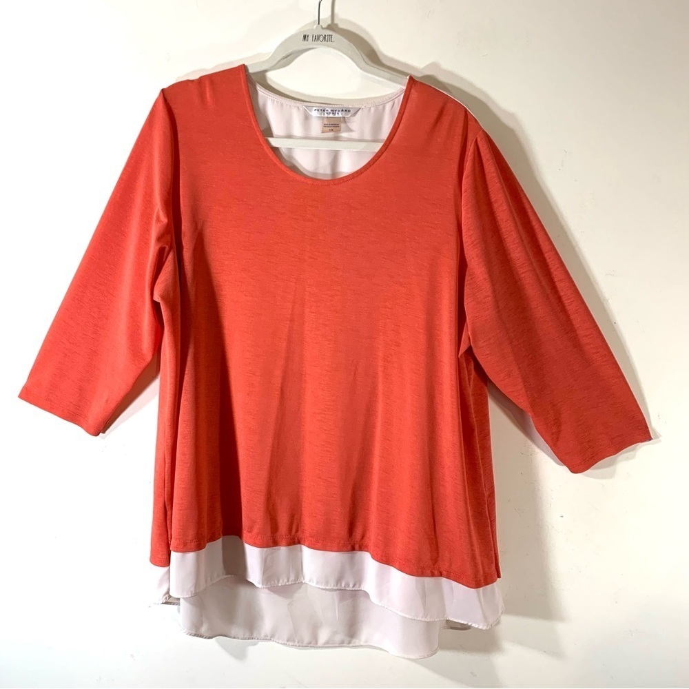 Peter Nygard 3/4 Sleeve Orange Layered Tunic 2/$35